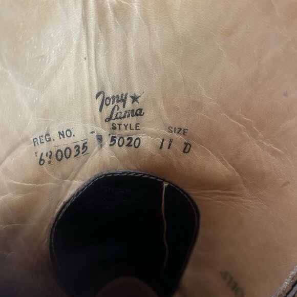 Tony Lama Gold Label Vintage Classic Black Cowboy Boots Mens 11 D - Picture 4 of 12